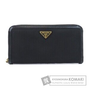 Prada Logo Plate Long Wallet Nylon